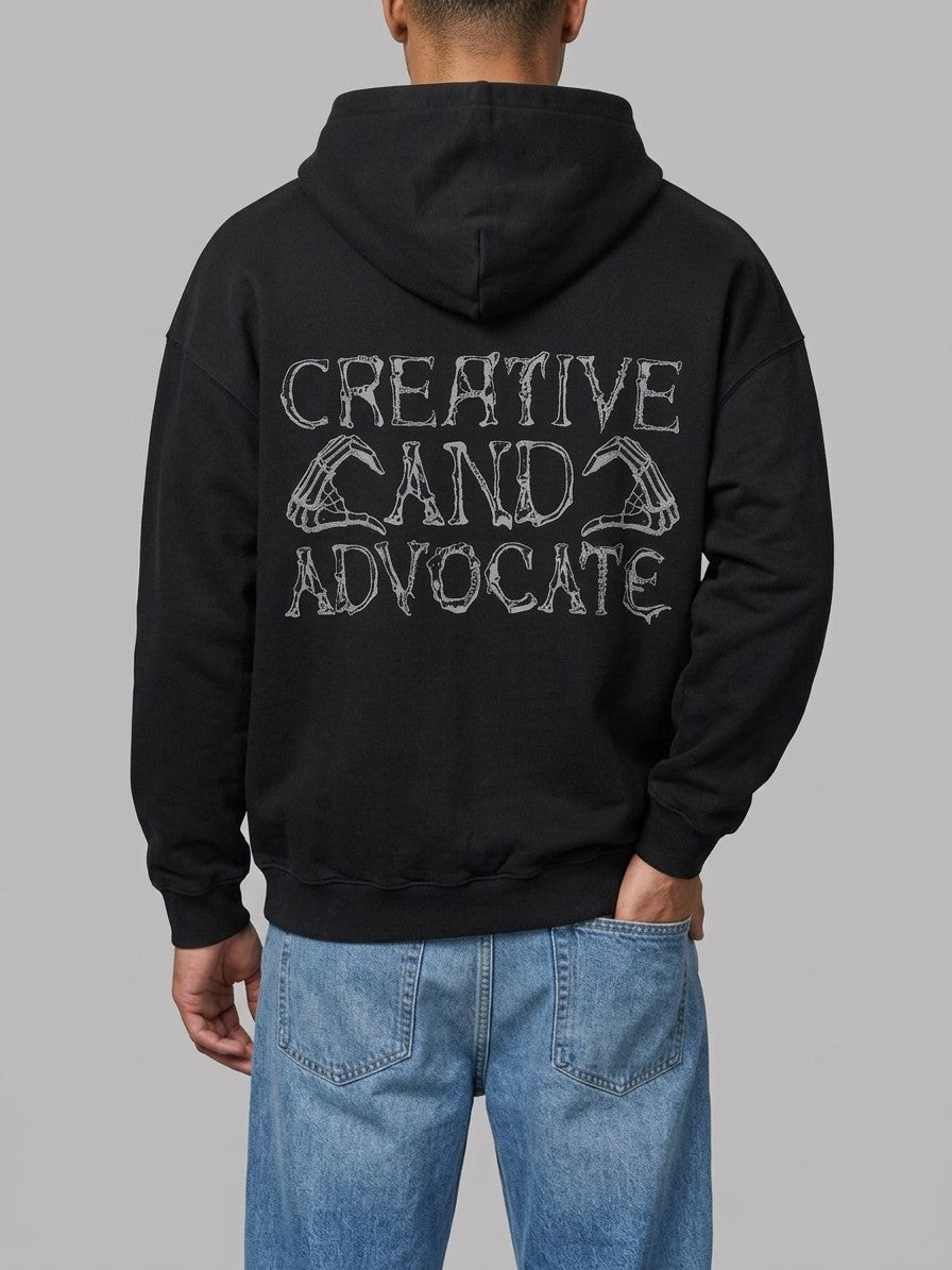Gravina Men's Skeleton Hands Back Print Hoodie — black — back