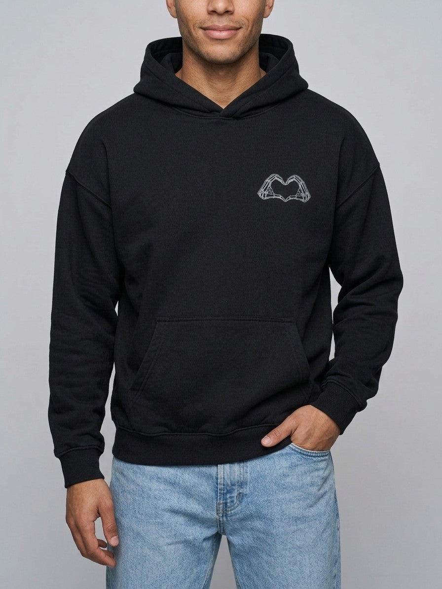 Gravina Men's Skeleton Hands Back Print Hoodie — black — front