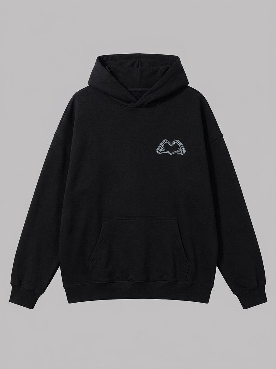 Gravina Men's Skeleton Hands Back Print Hoodie — black — packshot