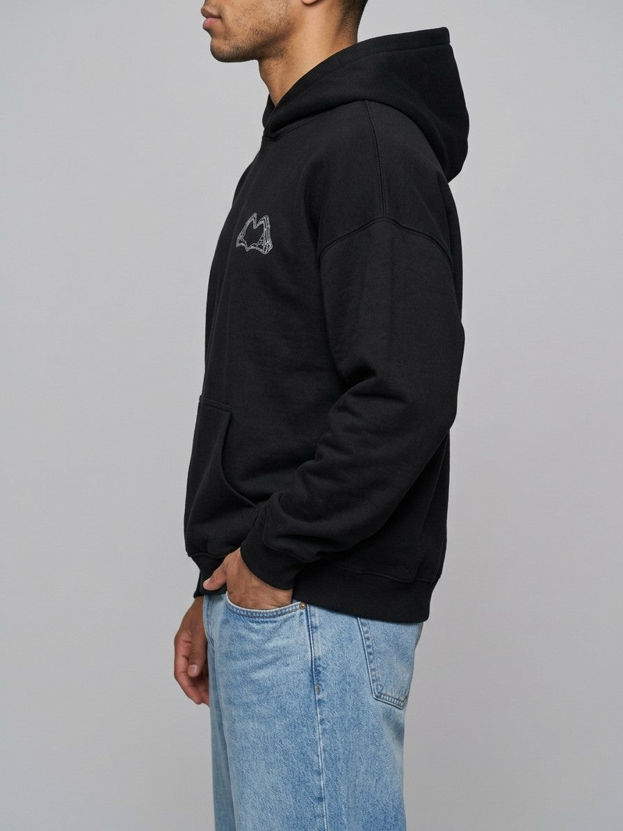 Gravina Men's Skeleton Hands Back Print Hoodie — black — side