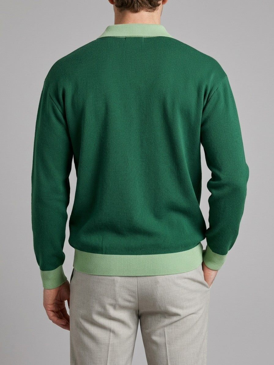 Grazzano Men's Football Pitch Knit Polo — green — back