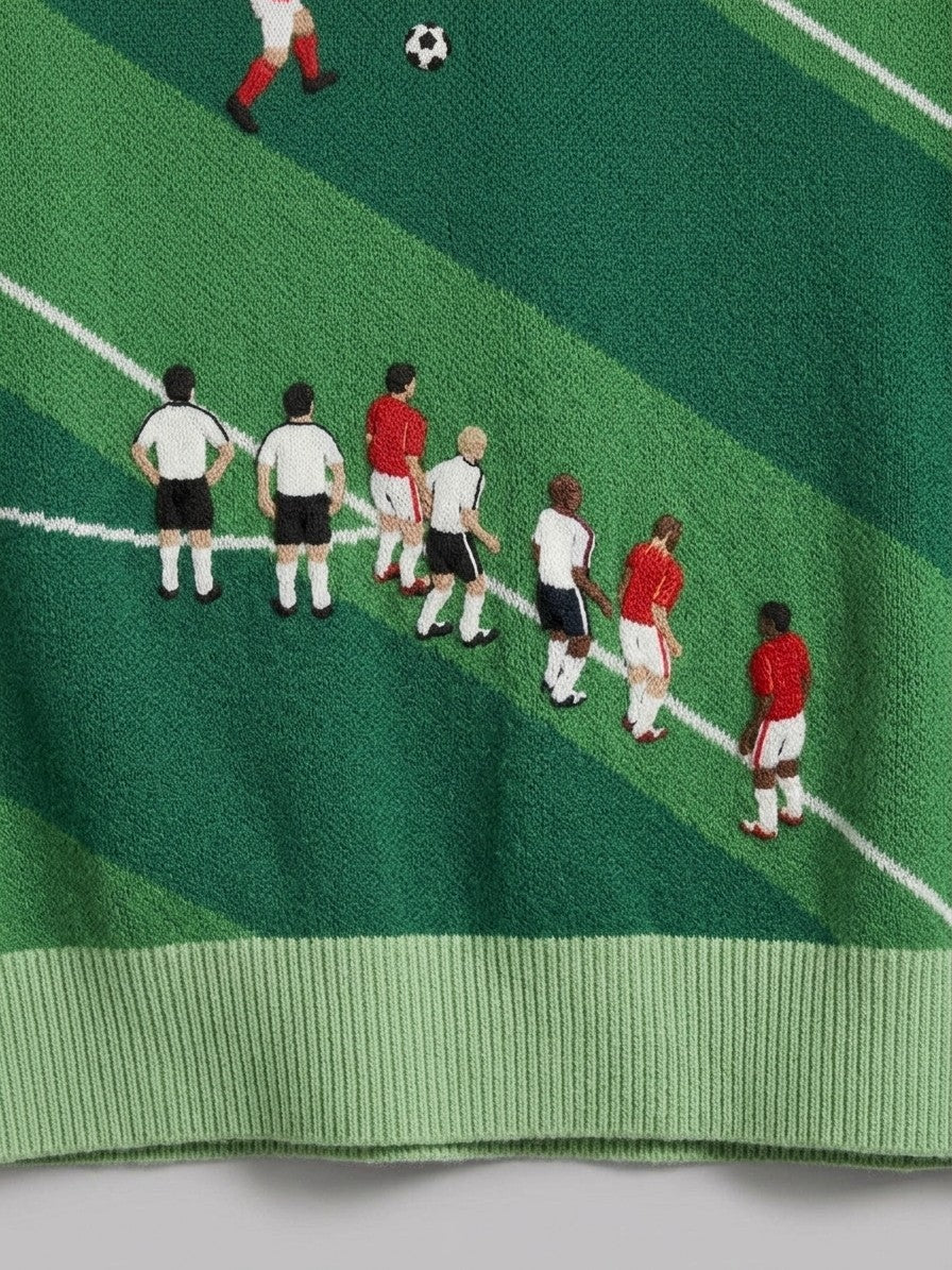 Grazzano Men's Football Pitch Knit Polo — green — detail-2