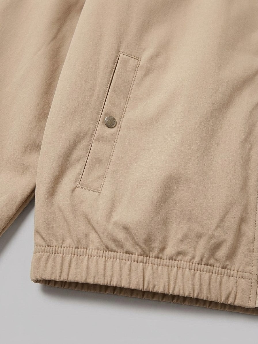 Grottaferrata Men's Hooded Softshell Bomber Jacket — khaki — detail-collar