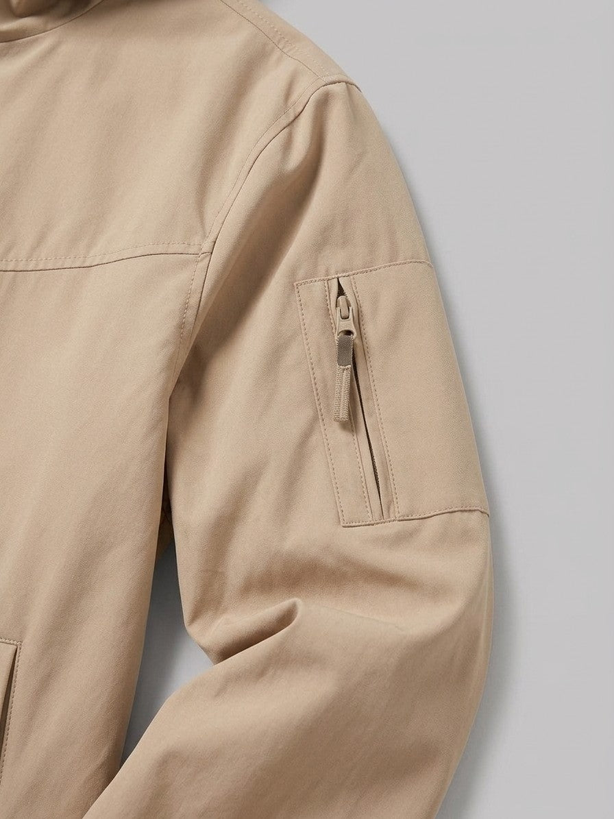 Grottaferrata Men's Hooded Softshell Bomber Jacket — khaki — detail