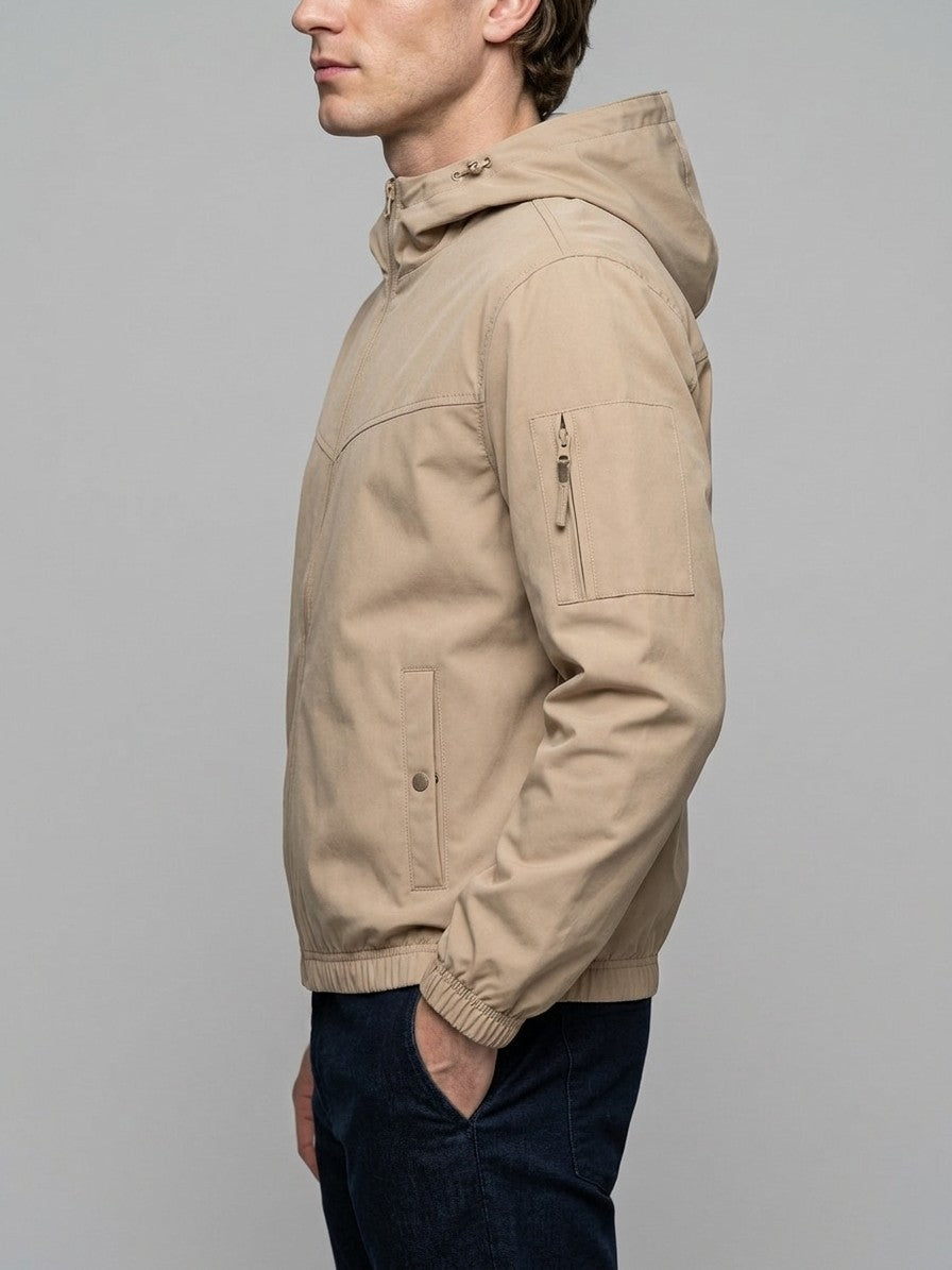 Grottaferrata Men's Hooded Softshell Bomber Jacket — khaki — side