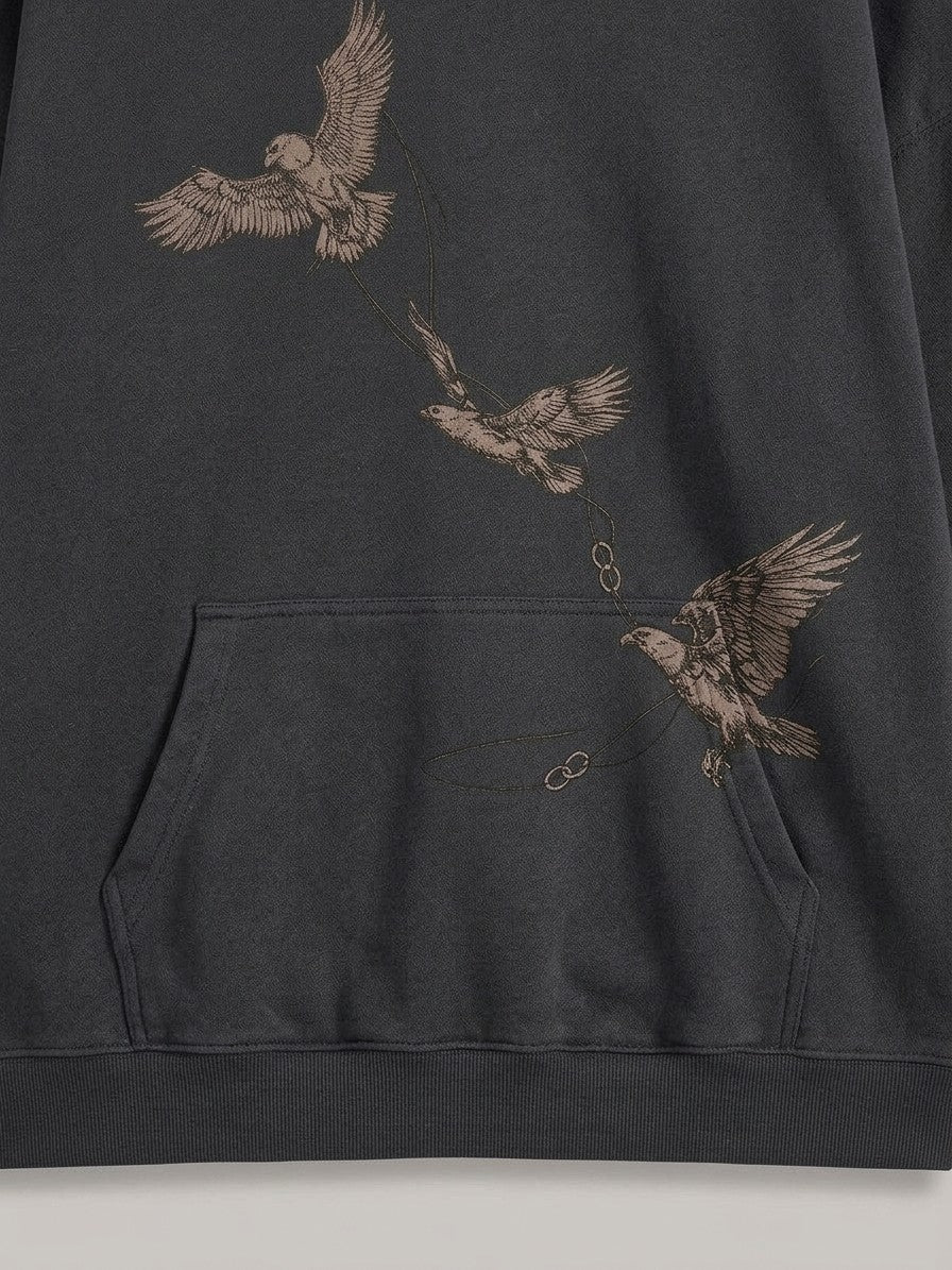Grottaglie Men's Soaring Eagles Graphic Hoodie — darkgray — detail-collar