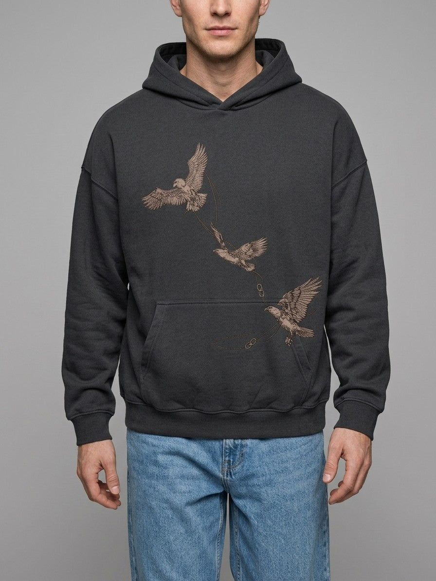 Grottaglie Men's Soaring Eagles Graphic Hoodie — darkgray — front