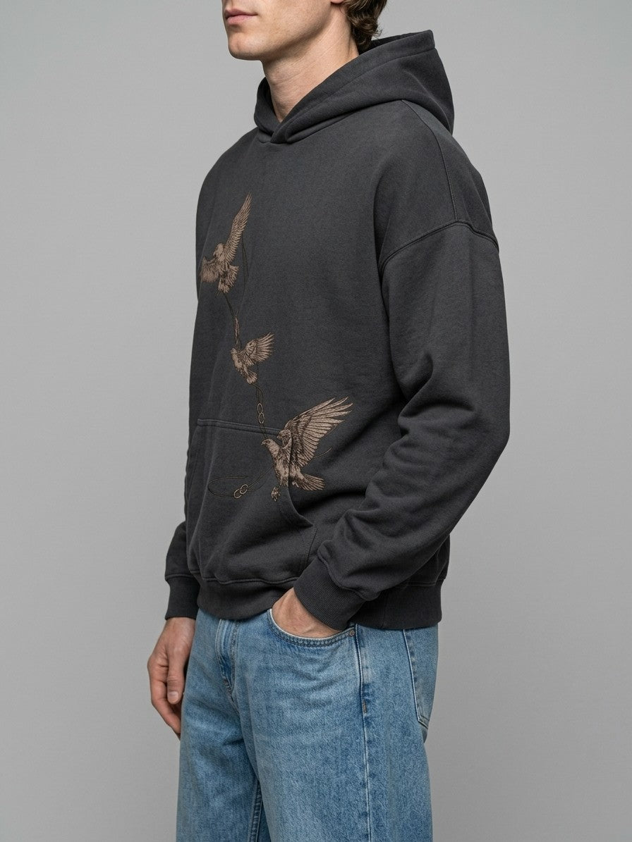 Grottaglie Men's Soaring Eagles Graphic Hoodie — darkgray — side