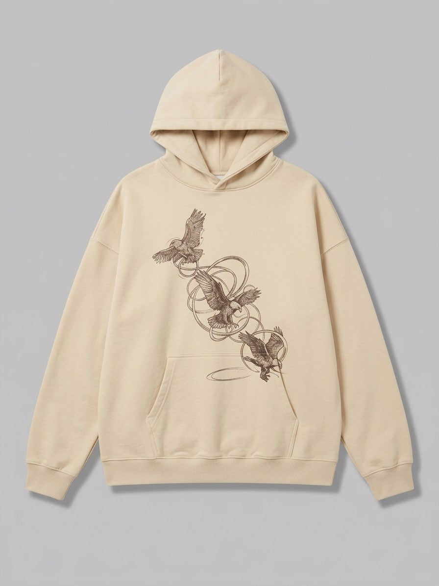 Grottaglie Men's Soaring Eagles Graphic Hoodie — khaki — packshot