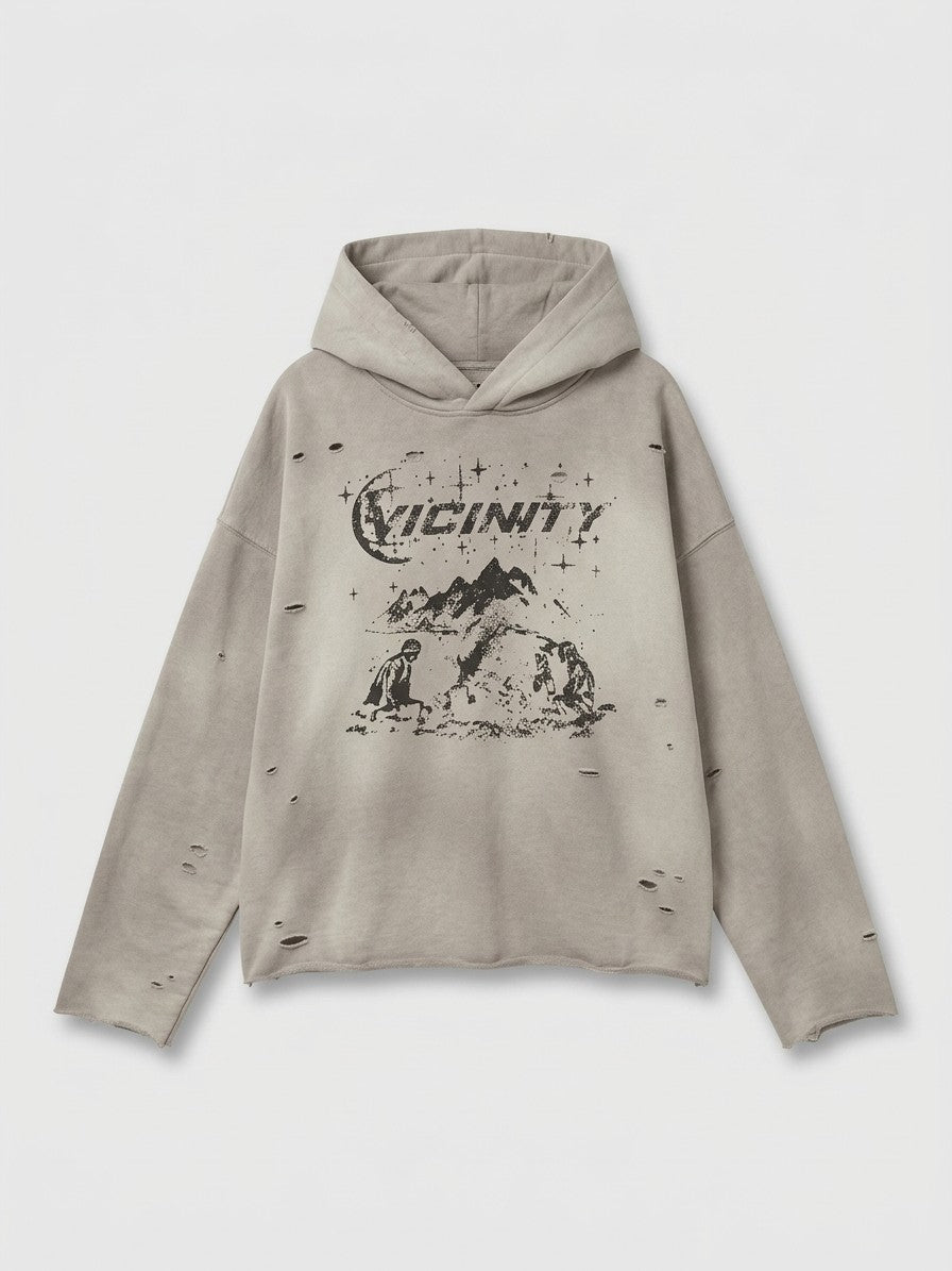 Guastalla Men's Distressed Starry Mountain Hoodie — gray — packshot