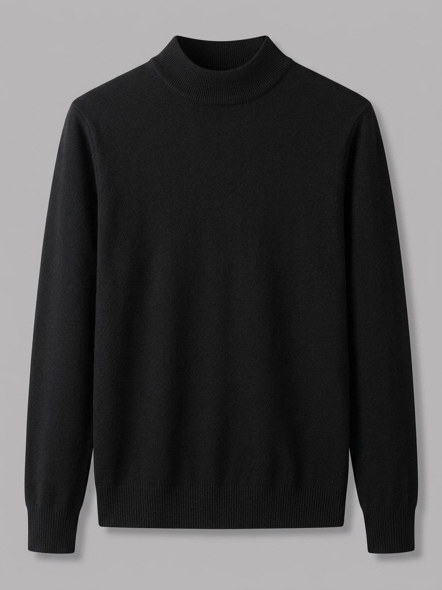 Gubbio Men's Ribbed Mock Neck Knit Top — kirinblack — packshot