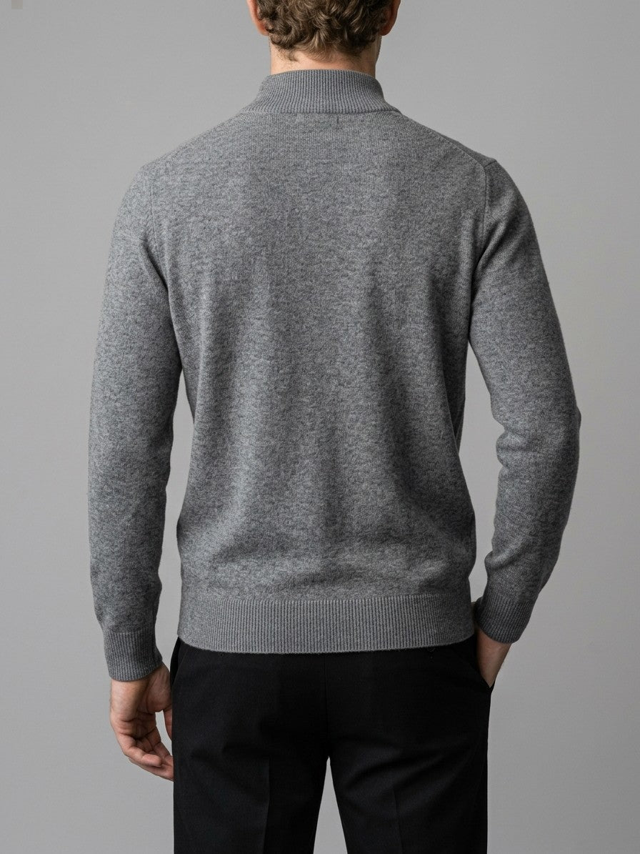 Gubbio Men's Ribbed Mock Neck Knit Top — mediumgray — back