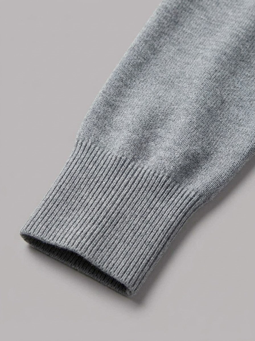 Gubbio Men's Ribbed Mock Neck Knit Top — mediumgray — detail-2