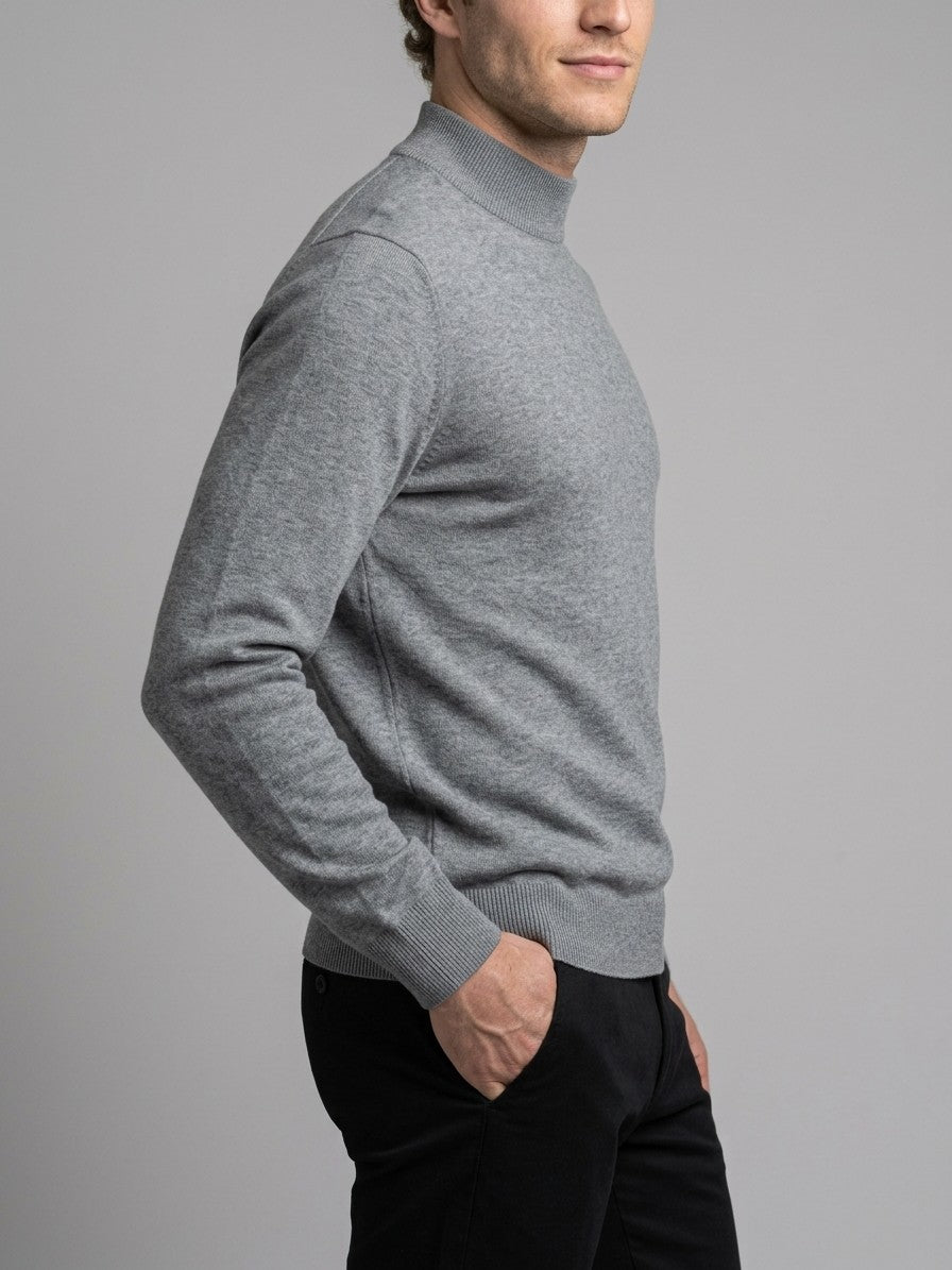 Gubbio Men's Ribbed Mock Neck Knit Top — mediumgray — side