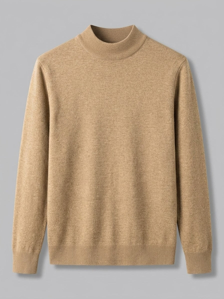 Gubbio Men's Ribbed Mock Neck Knit Top — newcamel — packshot