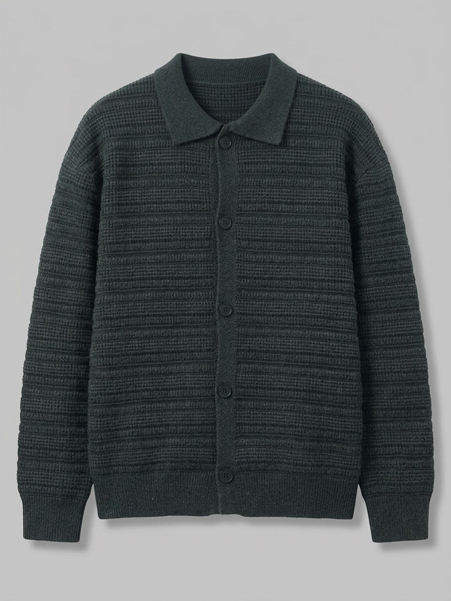 Imola Men's Textured Knit Shirt-Cardigan — darkgray — packshot