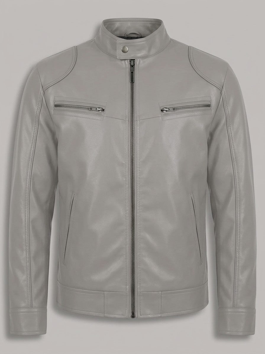 Imperia Men's Leather-Look Moto Jacket — grey — packshot