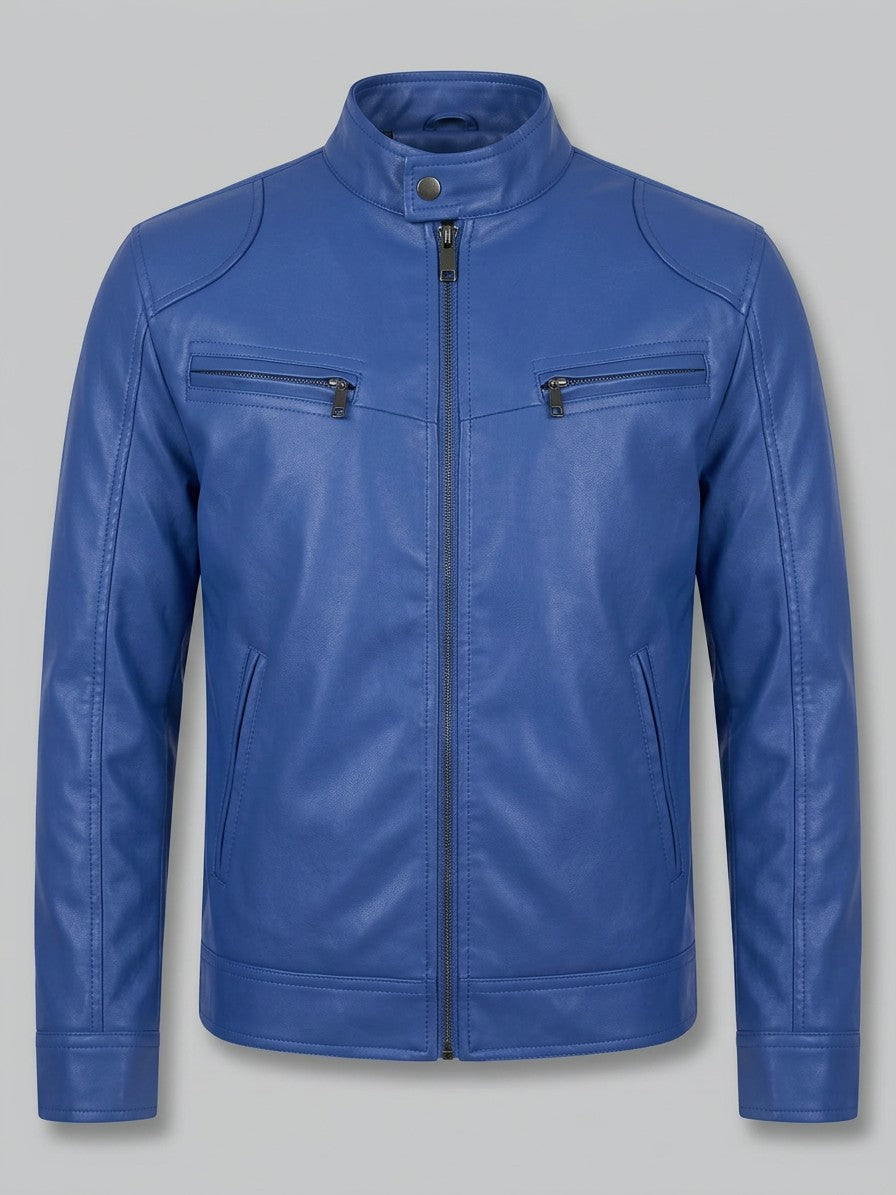 Imperia Men's Leather-Look Moto Jacket — royalblue — packshot