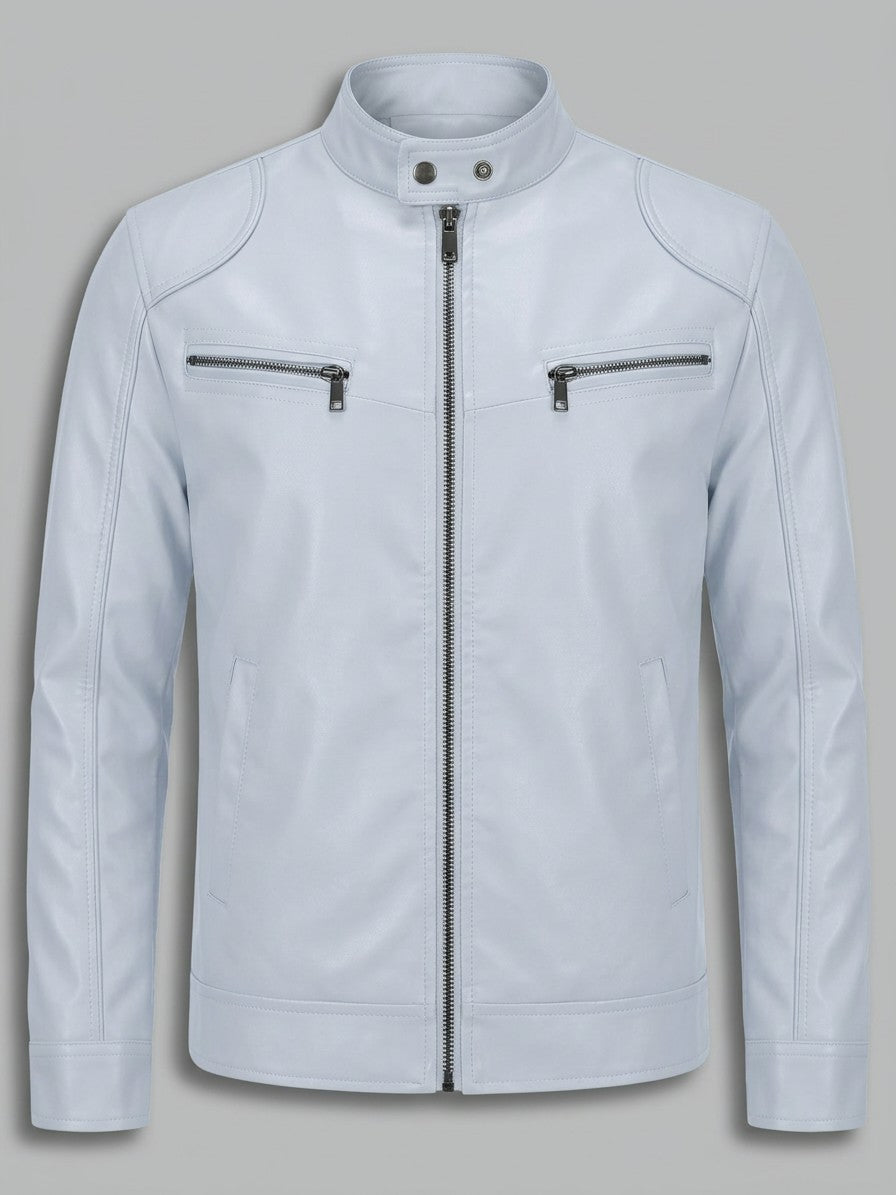 Imperia Men's Leather-Look Moto Jacket — white — packshot