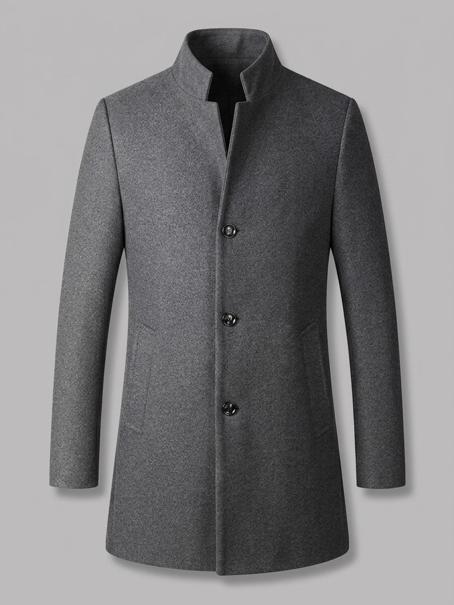 Ischia Men's Stand-Collar Overcoat — darkgray — packshot