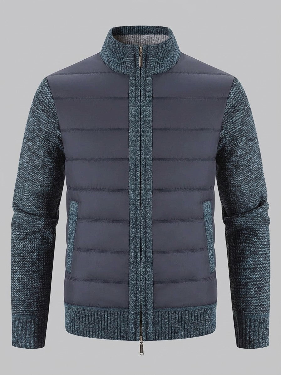 Isernia Men's Quilted-Front Knit Zip Jacket — airforceblue — packshot