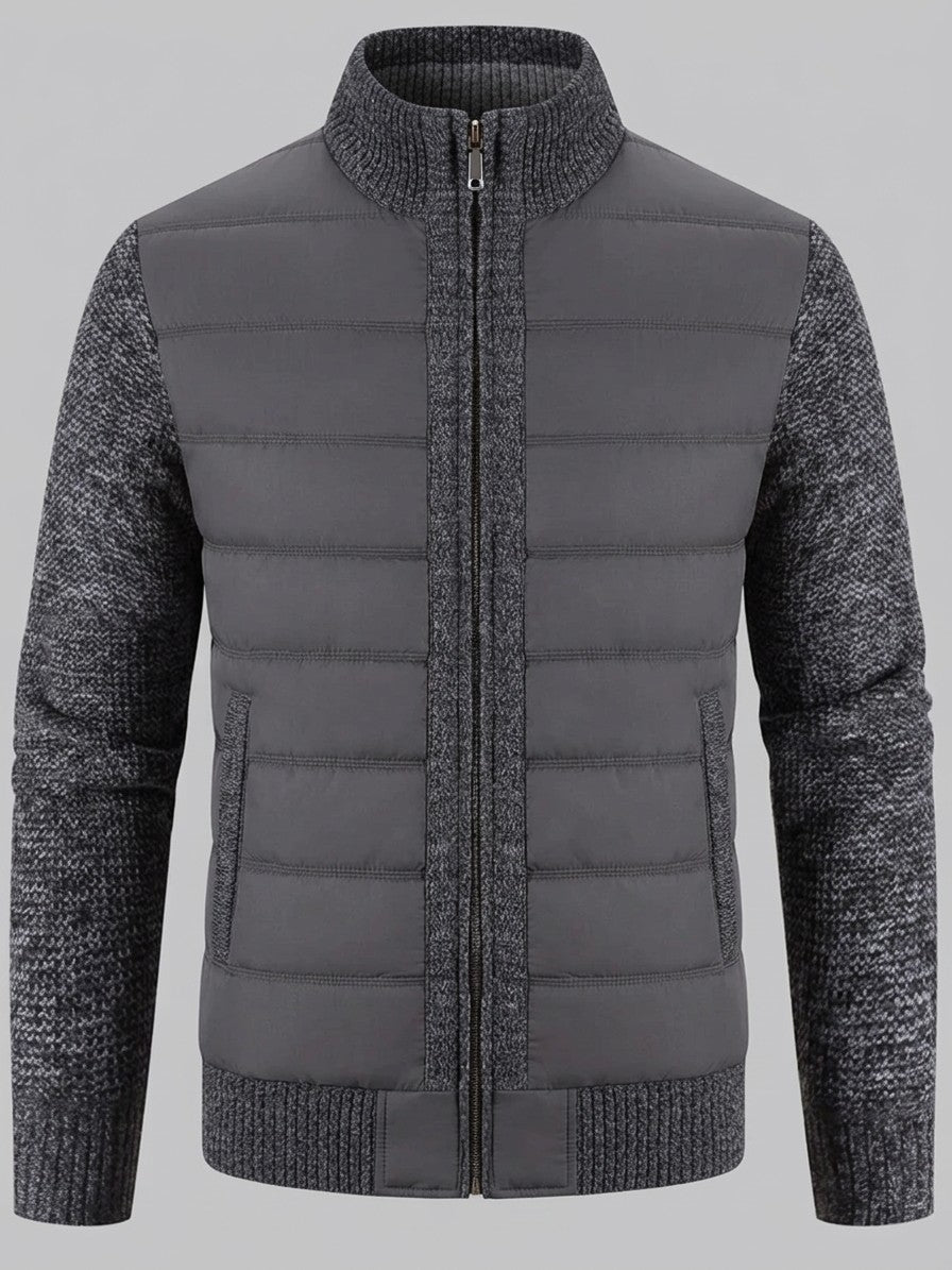 Isernia Men's Quilted-Front Knit Zip Jacket — gray — packshot