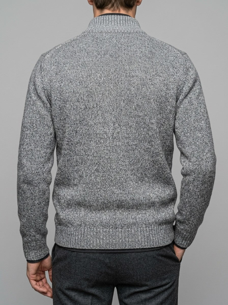 Isernia Men's Quilted-Front Knit Zip Jacket — lightgray — back
