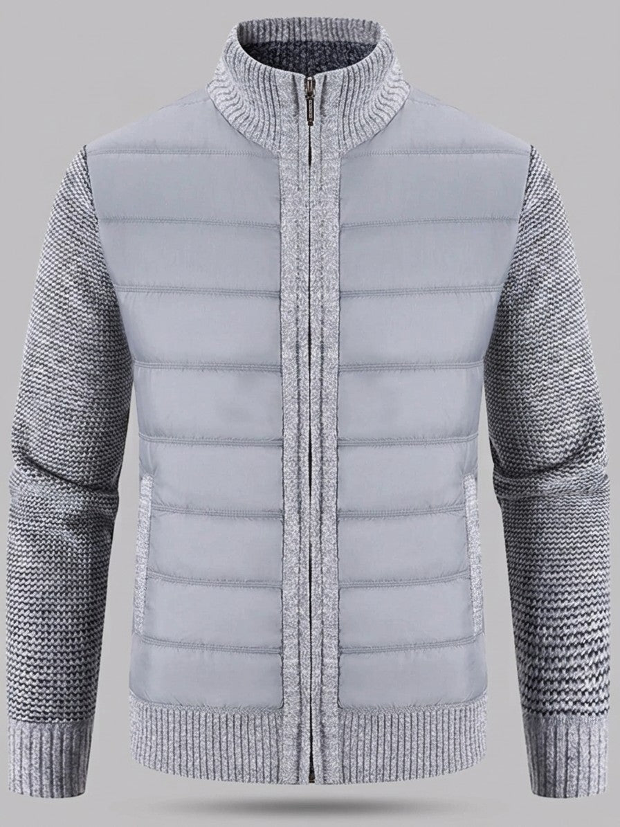 Isernia Men's Quilted-Front Knit Zip Jacket — lightgray — packshot