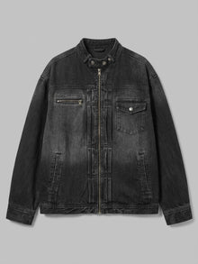 Ivrea Men's Snap-Collar Zip Denim Jacket