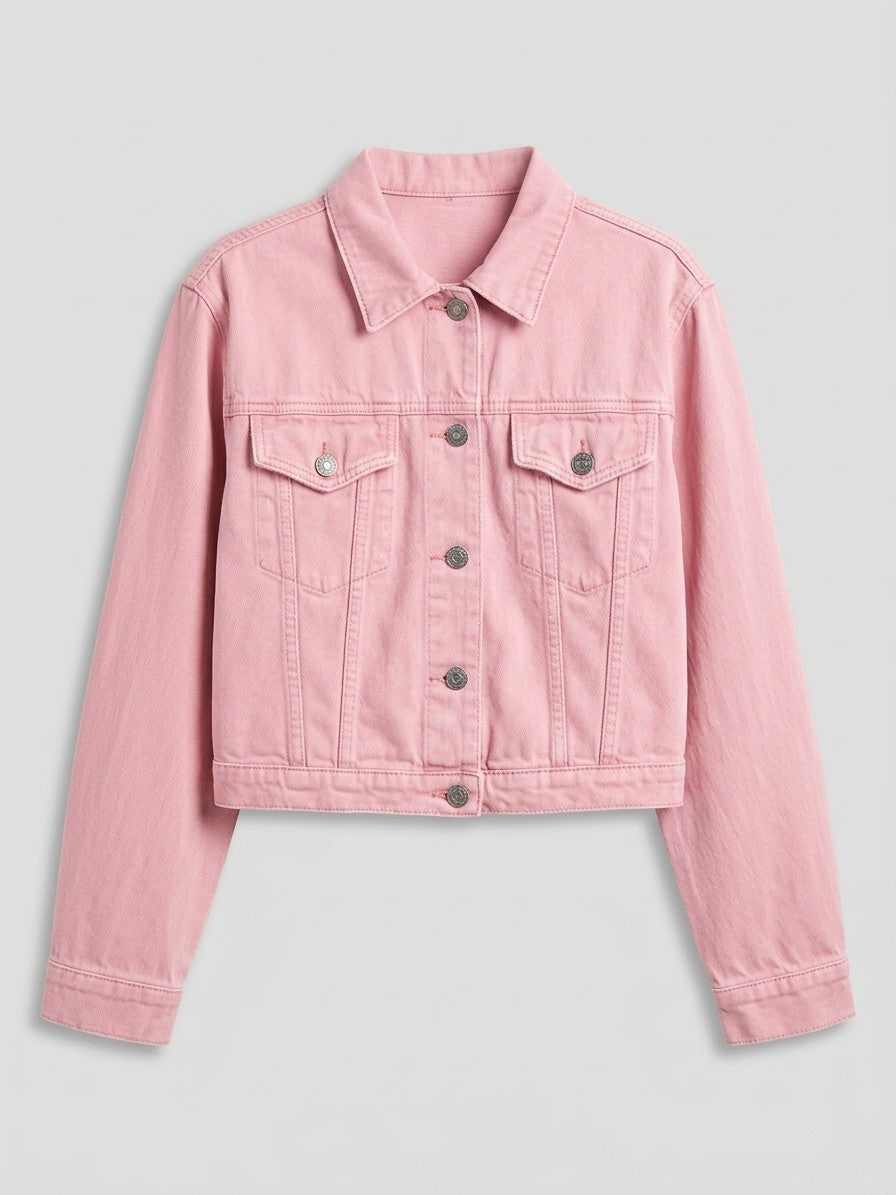 Jesolo Women's Cropped Trucker Denim Jacket — blushpink — packshot