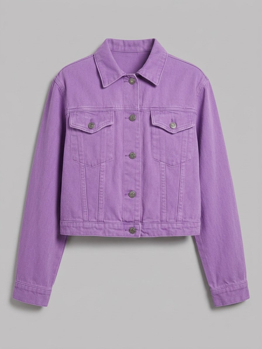 Jesolo Women's Cropped Trucker Denim Jacket — lavender — packshot