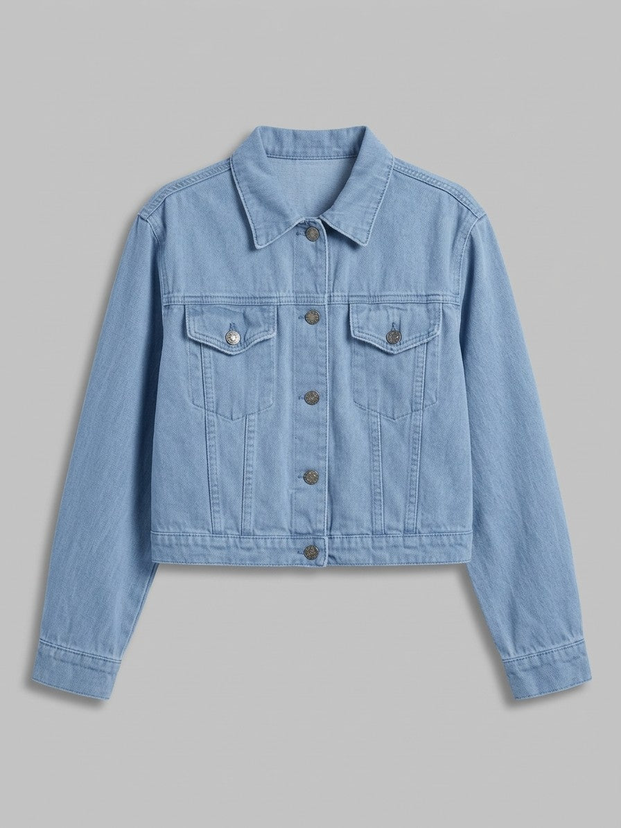 Jesolo Women's Cropped Trucker Denim Jacket — lightblue — packshot