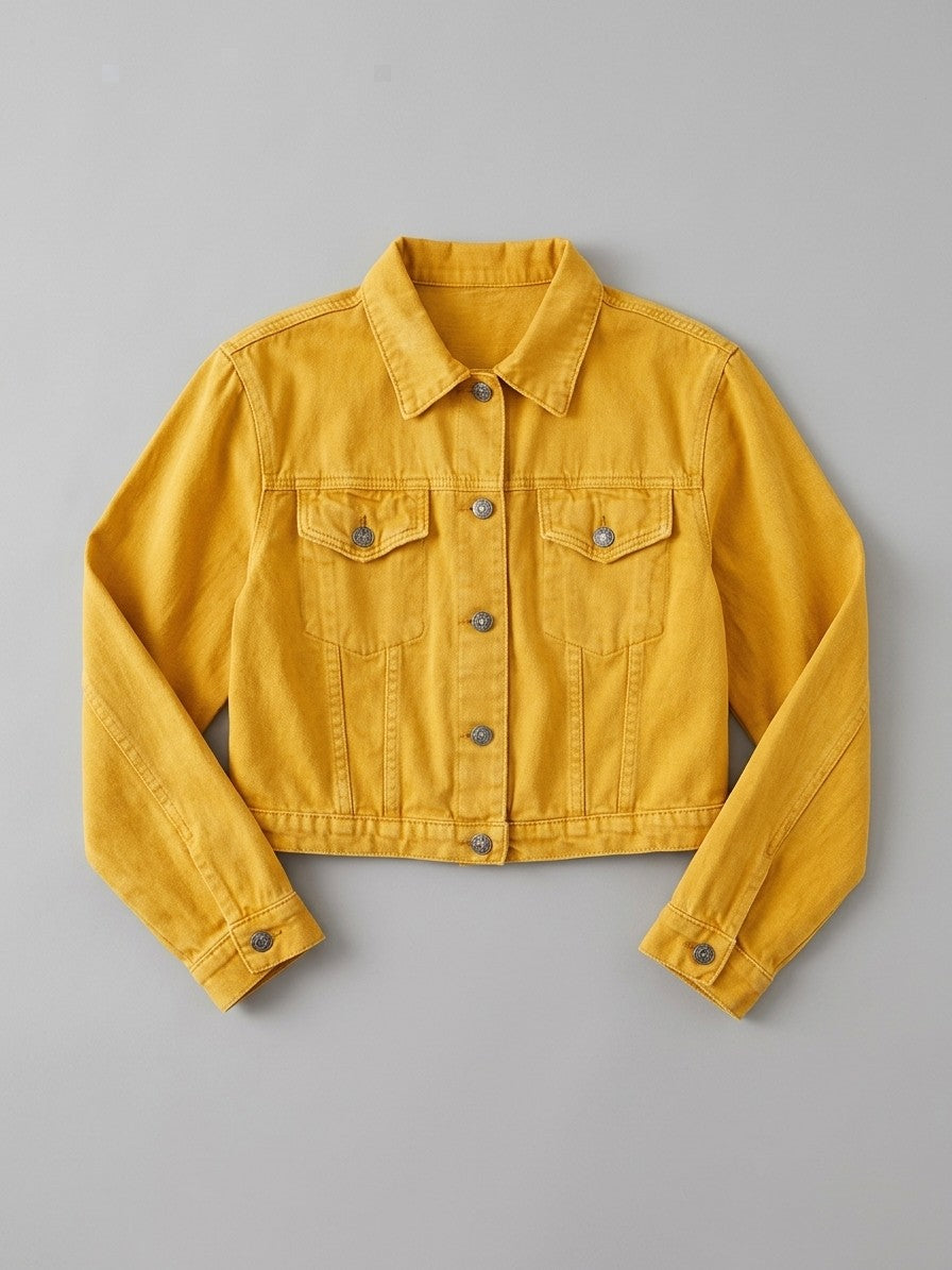 Jesolo Women's Cropped Trucker Denim Jacket — lightyellow — packshot