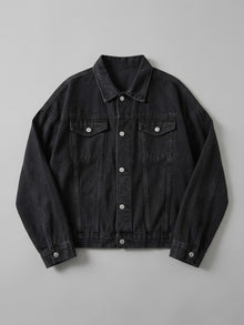 Laglio Men's Oversized Drop-Shoulder Denim Trucker Jacket