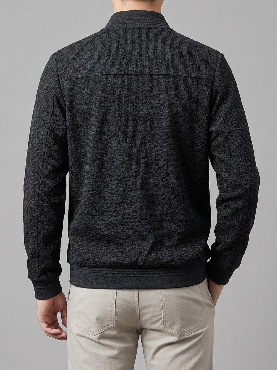 Laigueglia Men's Textured Jacquard Bomber Jacket — black — back