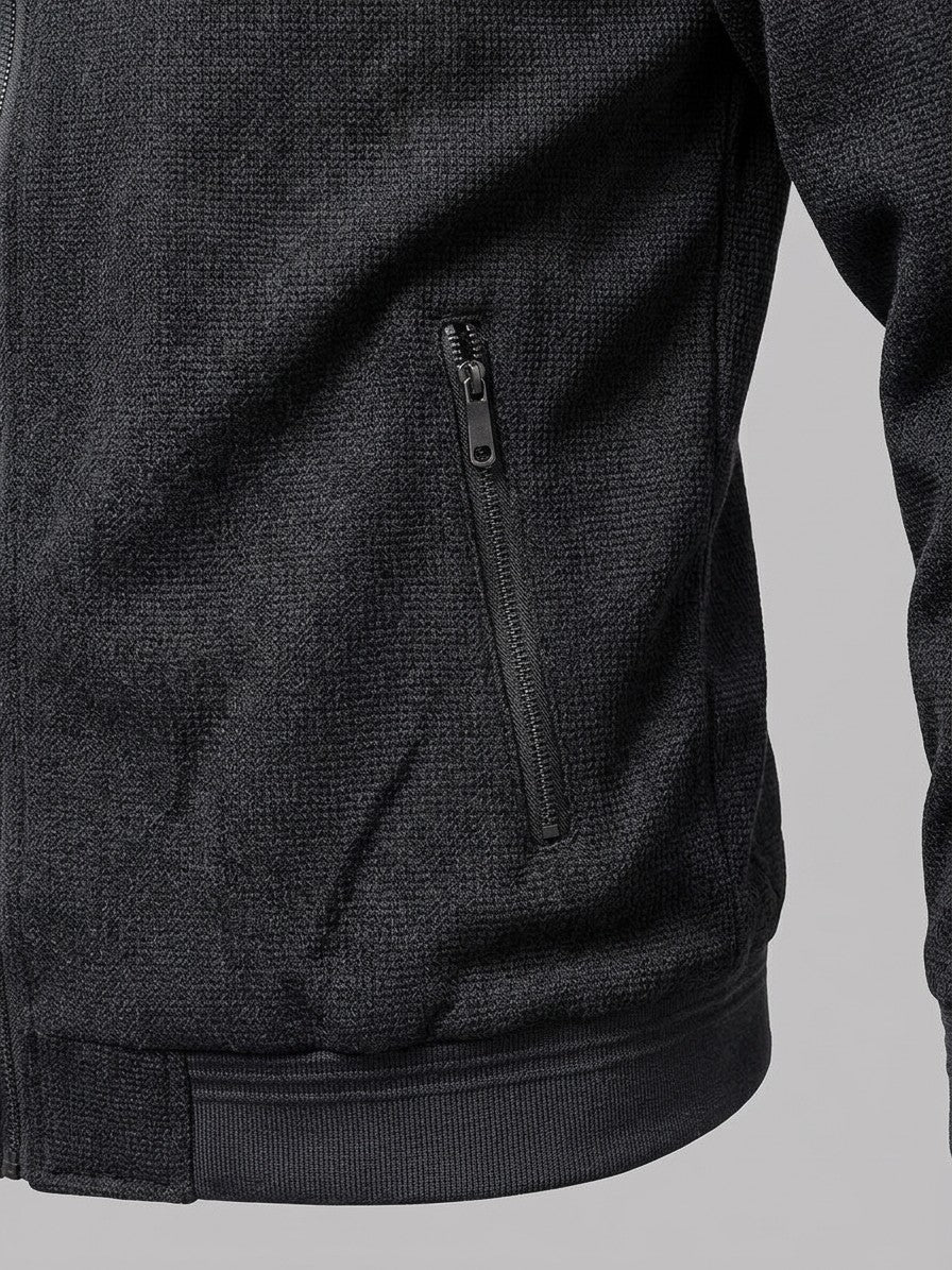 Laigueglia Men's Textured Jacquard Bomber Jacket — black — detail-2