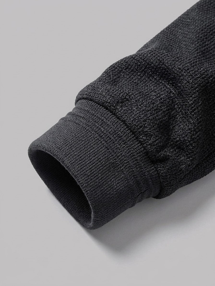 Laigueglia Men's Textured Jacquard Bomber Jacket — black — detail-collar