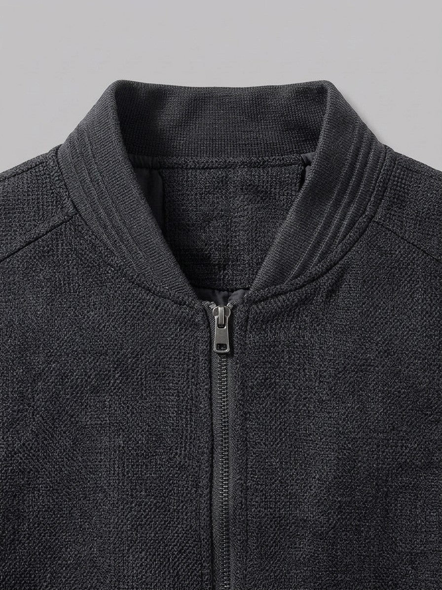 Laigueglia Men's Textured Jacquard Bomber Jacket — black — detail