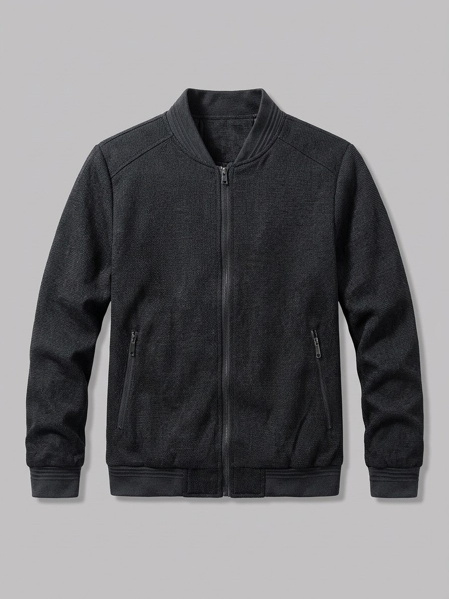 Laigueglia Men's Textured Jacquard Bomber Jacket — black — packshot