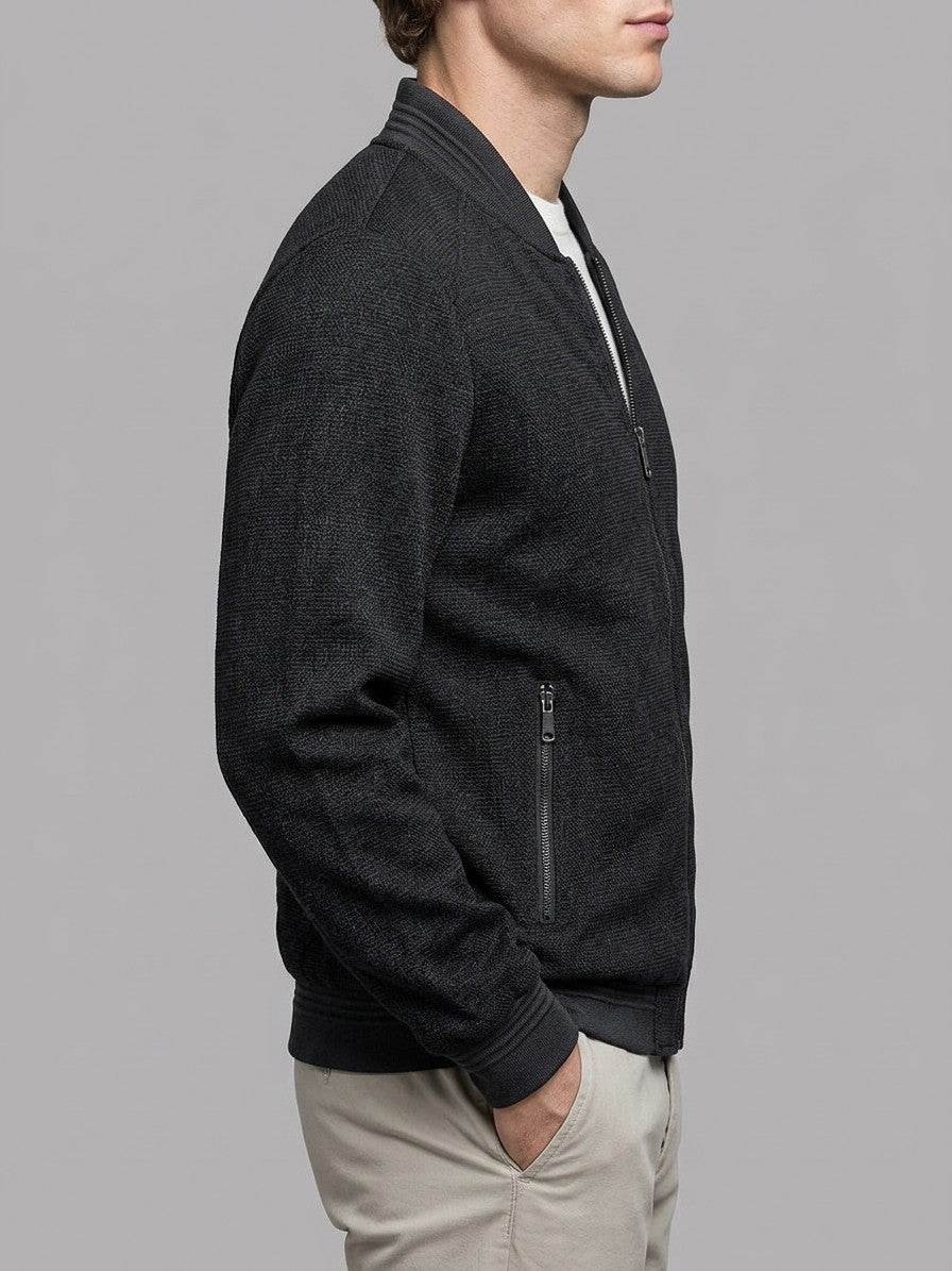 Laigueglia Men's Textured Jacquard Bomber Jacket — black — side