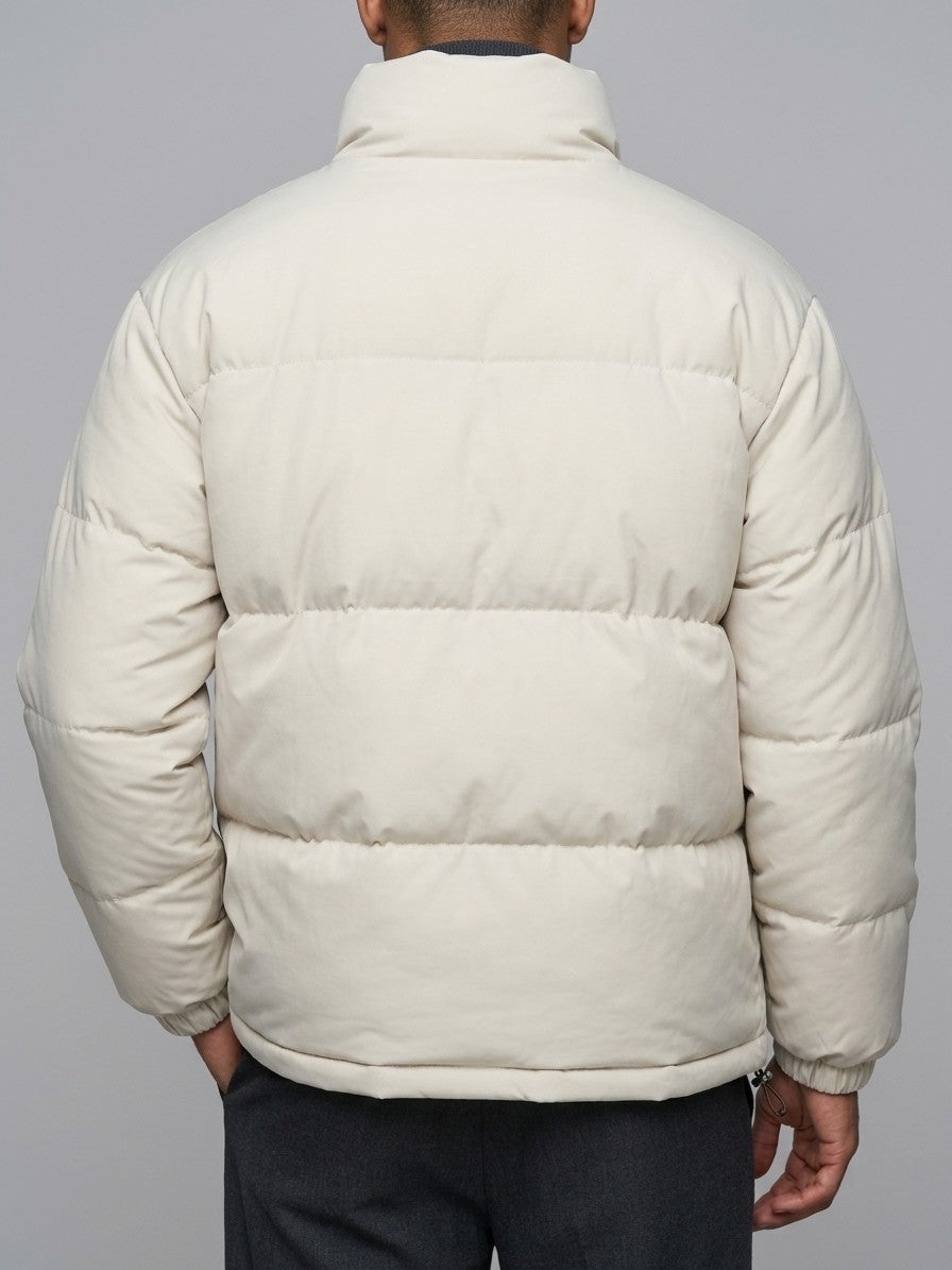 Lamezia Men's Stand-Collar Puffer Jacket — beige — back