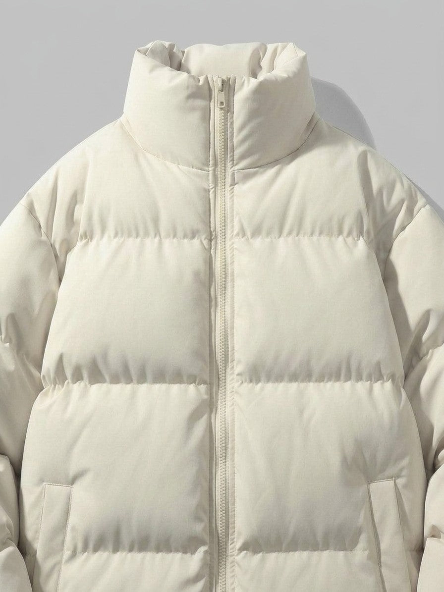 Lamezia Men's Stand-Collar Puffer Jacket — beige — detail-2