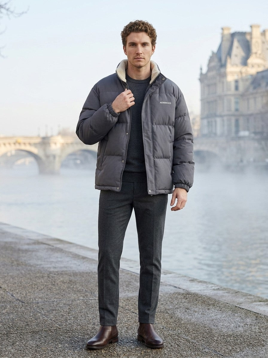 Lanciano Men's Sherpa-Lined Puffer Jacket — darkgray — lifestyle