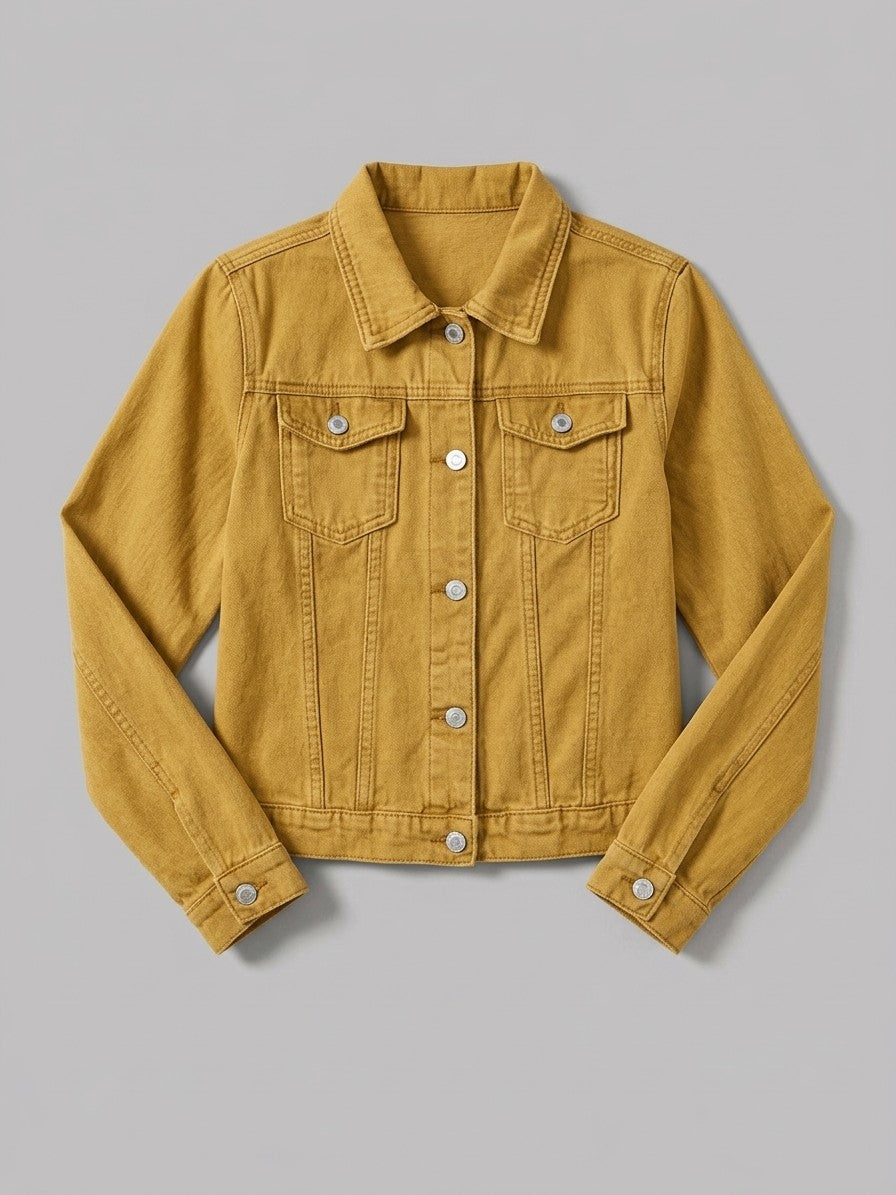 Lari Women's Classic Slim Denim Jacket — earthyyellow — packshot
