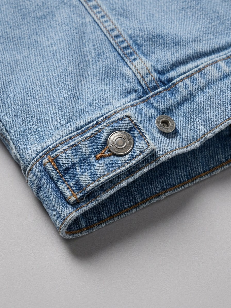 Lari Women's Classic Slim Denim Jacket — lightblue — detail-collar