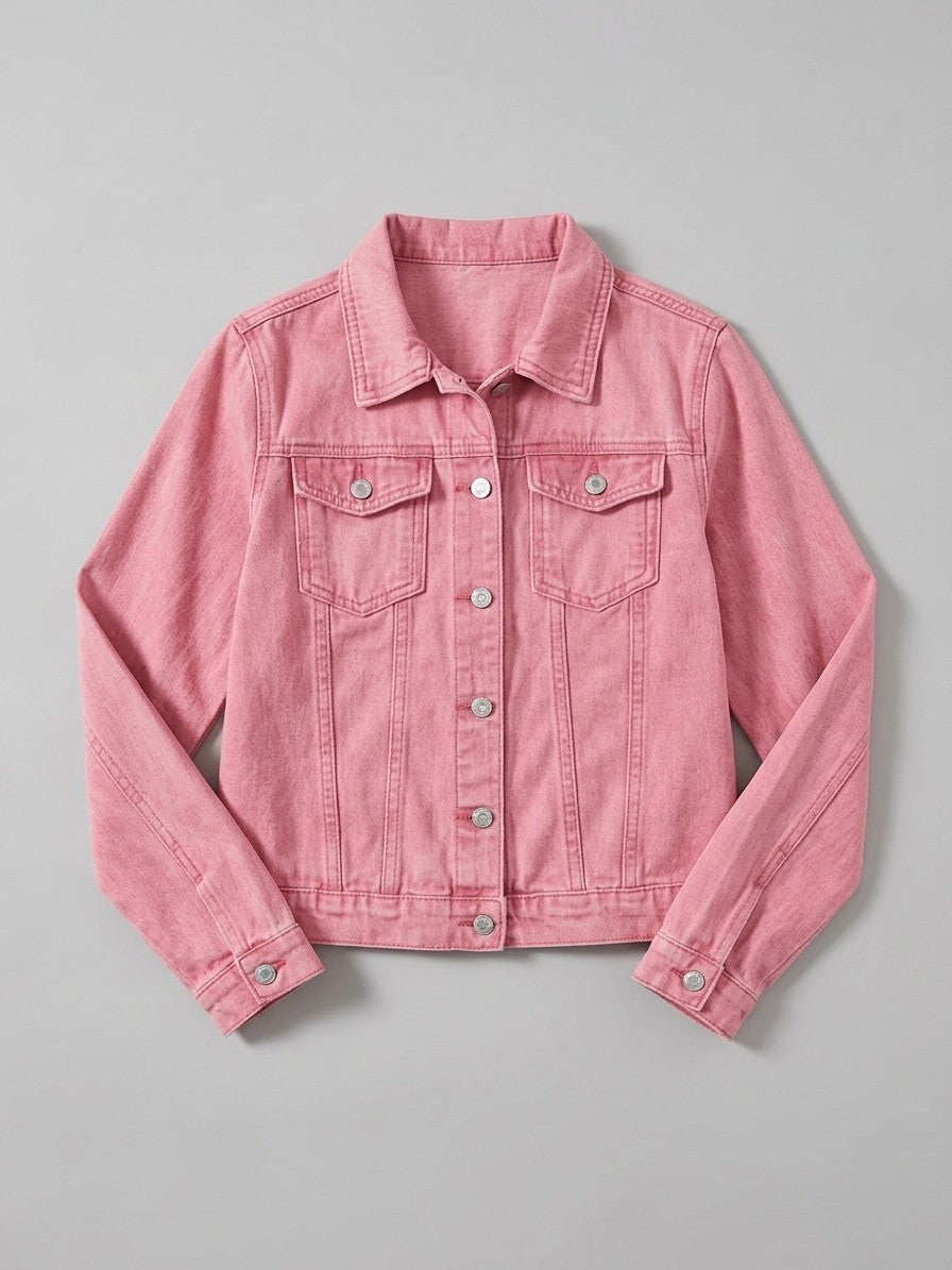 Lari Women's Classic Slim Denim Jacket — pink — packshot