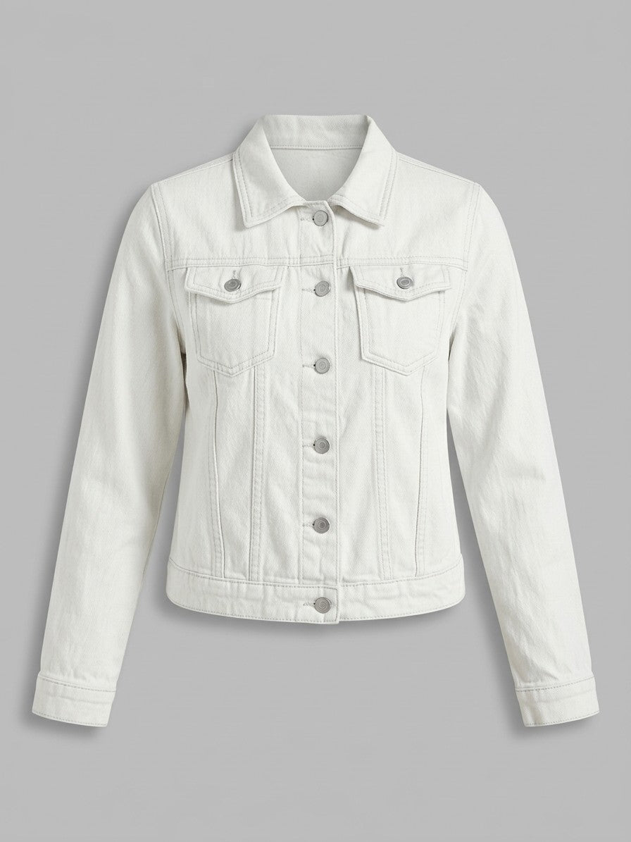 Lari Women's Classic Slim Denim Jacket — white — packshot