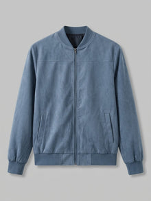 Latisana Men's Faux Suede Rib-Collar Bomber Jacket