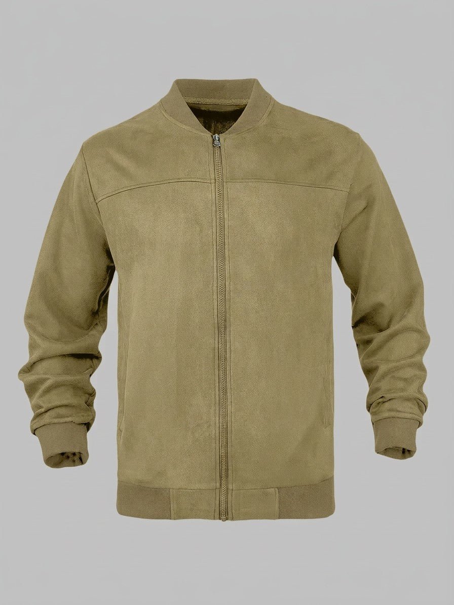 Latisana Men's Faux Suede Rib-Collar Bomber Jacket — olive — packshot