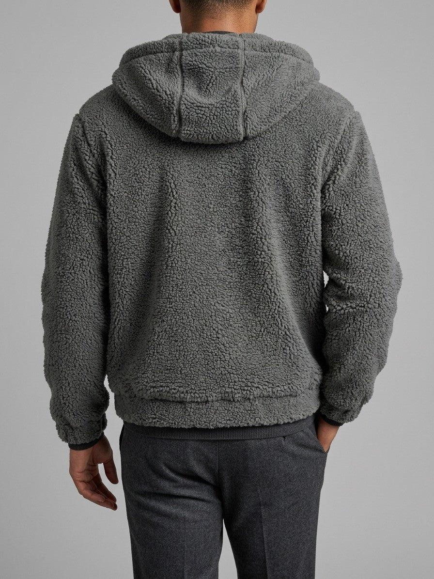 Lauria Men's Hooded Sherpa Zip Jacket — darkgray — back